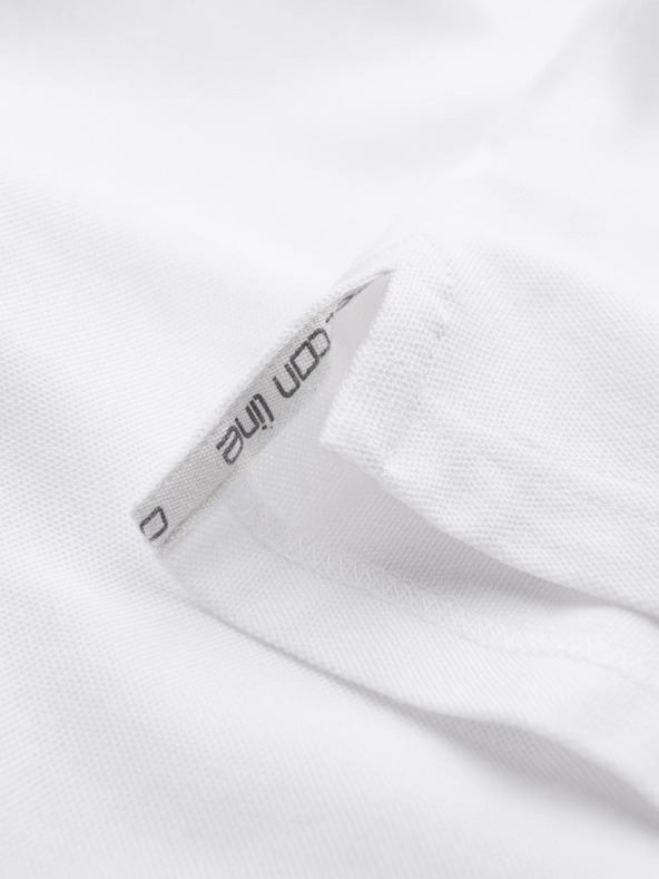 Ombre Clothing Pánska bavlnená polokošeľa BASIC - biela/biela/svetlo hnedá V6 OM-POBS-0171 Ombre Clothing