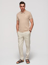Ombre Clothing Pánska bavlnená polokošeľa BASIC - biela/biela/svetlo hnedá V6 OM-POBS-0171 Ombre Clothing