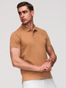 Ombre Clothing Pánska bavlnená polokošeľa BASIC - biela/biela/svetlo hnedá V6 OM-POBS-0171 Ombre Clothing