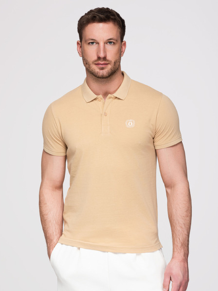 Ombre Clothing Pánske bavlnené polo tričko BASIC - čierne/biele/béžové V7 OM-POBS-0171 Ombre Clothing