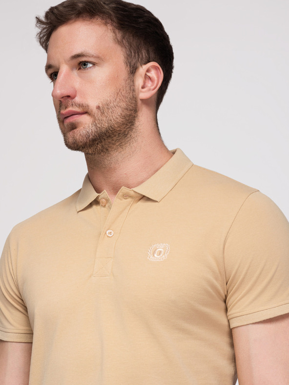 Ombre Clothing Pánske bavlnené polo tričko BASIC - čierne/biele/béžové V7 OM-POBS-0171 Ombre Clothing