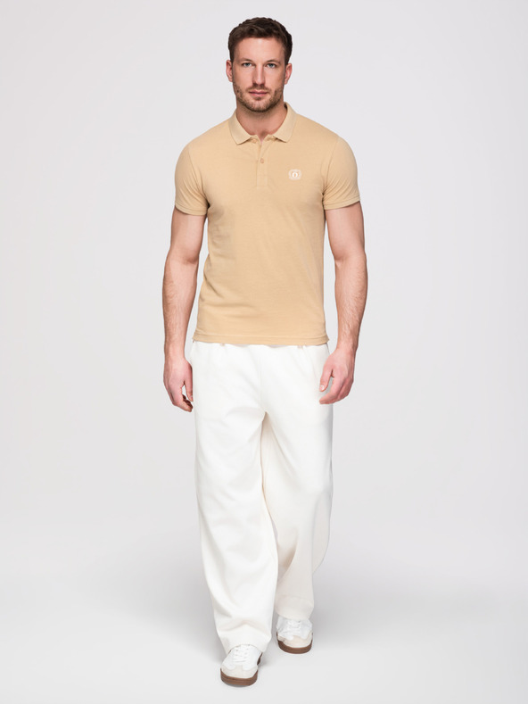 Ombre Clothing Pánske bavlnené polo tričko BASIC - čierne/biele/béžové V7 OM-POBS-0171 Ombre Clothing