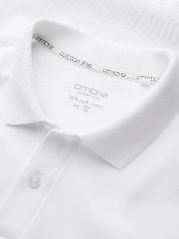 Ombre Clothing Pánske bavlnené polo tričko BASIC - čierne/biele/béžové V7 OM-POBS-0171 Ombre Clothing
