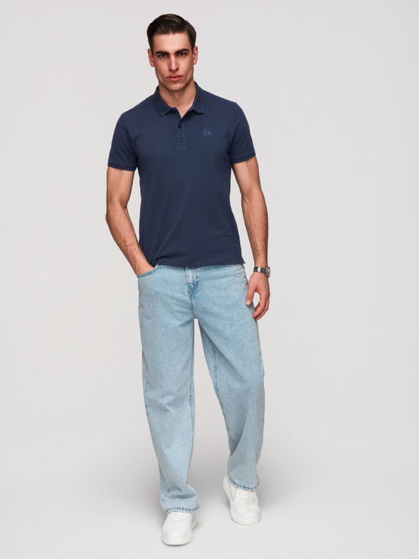 Ombre Clothing Pánska bavlnená polokošeľa BASIC - čierna/tmavo modrá/biela V1 OM-POBS-0171 Ombre Clothing