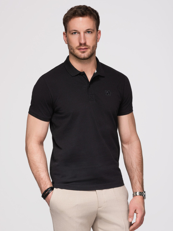 Ombre Clothing Pánska bavlnená polokošeľa BASIC - čierna/tmavo modrá/biela V1 OM-POBS-0171 Ombre Clothing