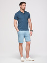Ombre Clothing Pánska bavlnená polokošeľa BASIC - biela/hnedá/tmavo modrá V4 OM-POBS-0171 Ombre Clothing