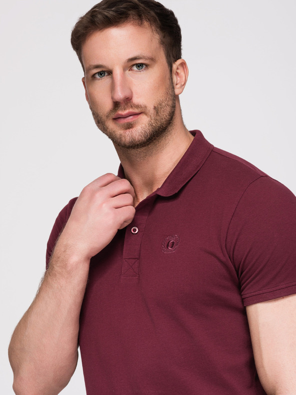 Ombre Clothing Pánska bavlnená polokošeľa BASIC - biela/hnedá/tmavo modrá V4 OM-POBS-0171 Ombre Clothing