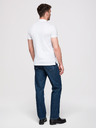 Ombre Clothing Pánska bavlnená polokošeľa BASIC - biela/hnedá/tmavo modrá V4 OM-POBS-0171 Ombre Clothing
