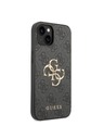 Guess Guess PU 4G kovové logo zadný kryt pre iPhone 15 sivý
