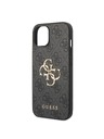 Guess Guess PU 4G kovové logo zadný kryt pre iPhone 15 sivý
