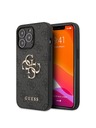 Guess Guess PU 4G kovový zadný kryt s logom pre iPhone 13 Pro Max Grey