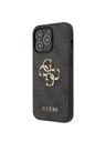 Guess Guess PU 4G kovový zadný kryt s logom pre iPhone 13 Pro Max Grey