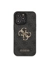 Guess Guess PU 4G kovový zadný kryt s logom pre iPhone 13 Pro Max Grey