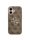 Guess Guess PU Leather 4G Metal Logo Gold Frame Zadný Kryt pre iPhone 17 Brown