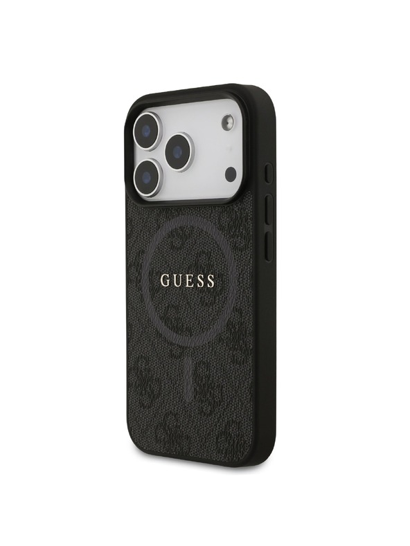 Guess Guess PU Leather 4G Colored Ring MagSafe Zadný Kryt pre iPhone 17 Pro Black