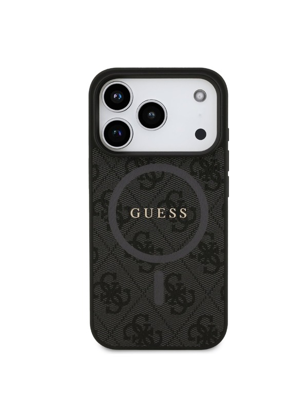 Guess Guess PU Leather 4G Colored Ring MagSafe Zadný Kryt pre iPhone 17 Pro Black