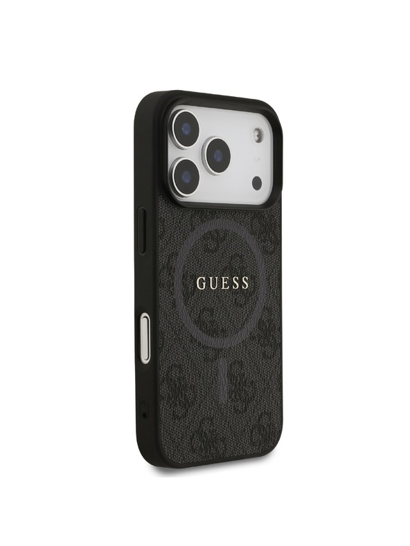 Guess Guess PU Leather 4G Colored Ring MagSafe Zadný Kryt pre iPhone 17 Pro Black