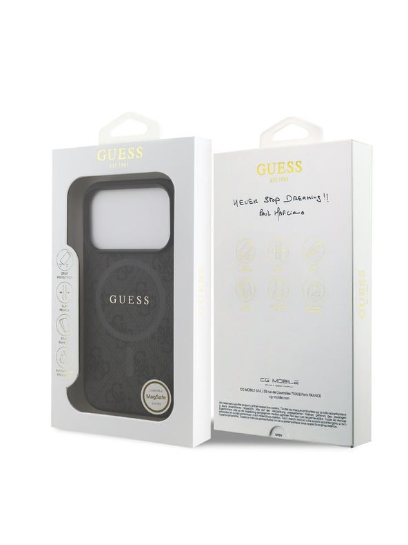 Guess Guess PU Leather 4G Colored Ring MagSafe Zadný Kryt pre iPhone 17 Pro Black