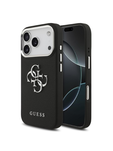 Guess Guess PU Grained 4G Metal Logo Zadný Kryt pre iPhone 17 Pro Black