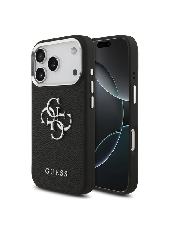 Guess Guess PU Grained 4G Metal Logo Zadný Kryt pre iPhone 17 Pro Black