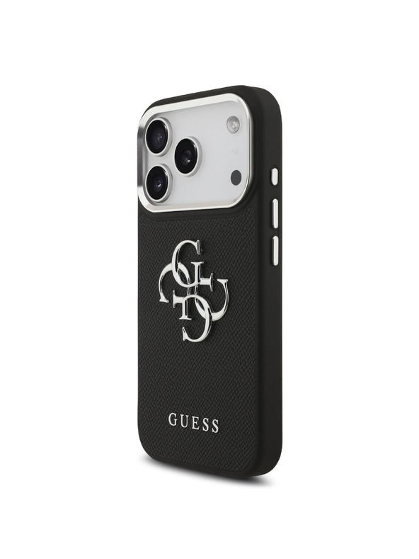 Guess Guess PU Grained 4G Metal Logo Zadný Kryt pre iPhone 17 Pro Black