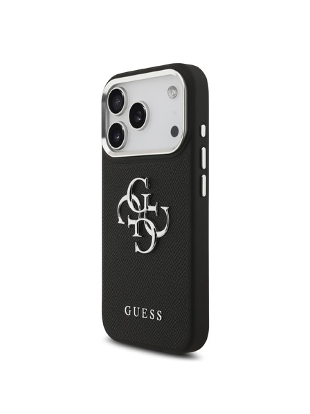 Guess Guess PU Grained 4G Metal Logo Zadný Kryt pre iPhone 17 Pro Black