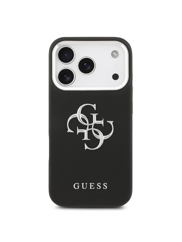 Guess Guess PU Grained 4G Metal Logo Zadný Kryt pre iPhone 17 Pro Black