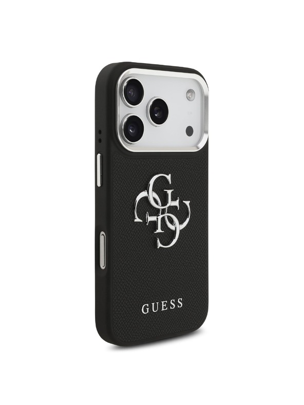 Guess Guess PU Grained 4G Metal Logo Zadný Kryt pre iPhone 17 Pro Black