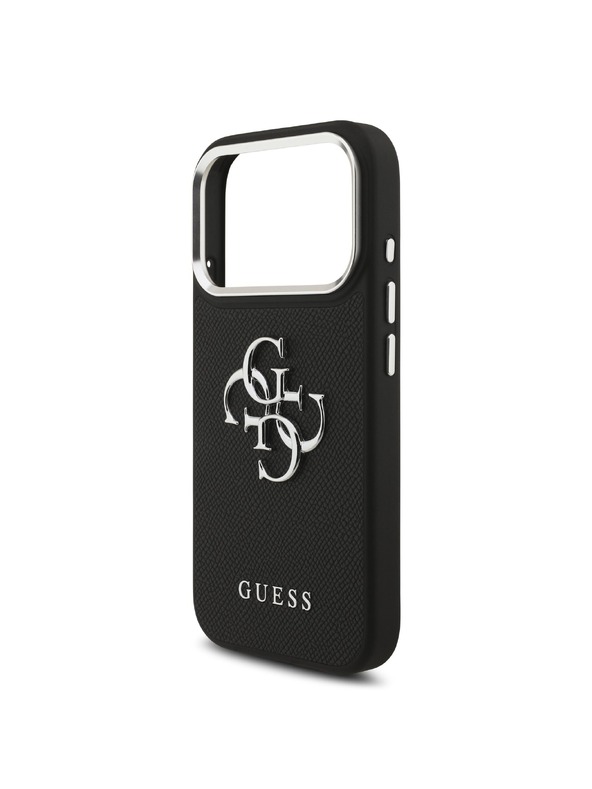 Guess Guess PU Grained 4G Metal Logo Zadný Kryt pre iPhone 17 Pro Black
