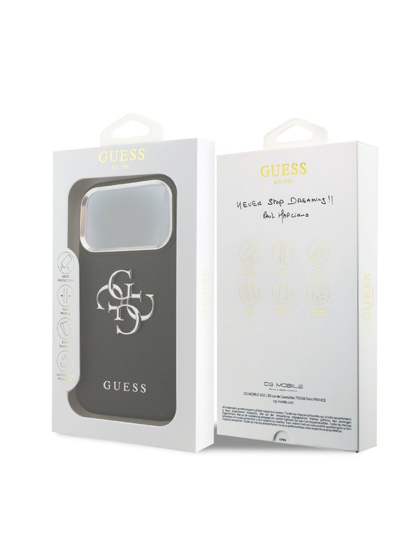 Guess Guess PU Grained 4G Metal Logo Zadný Kryt pre iPhone 17 Pro Black