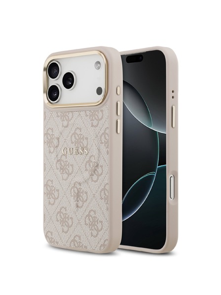 Guess Guess PU Leather 4G Gold Frame MagSafe Zadný Kryt pre iPhone 17 Pro Max Pink