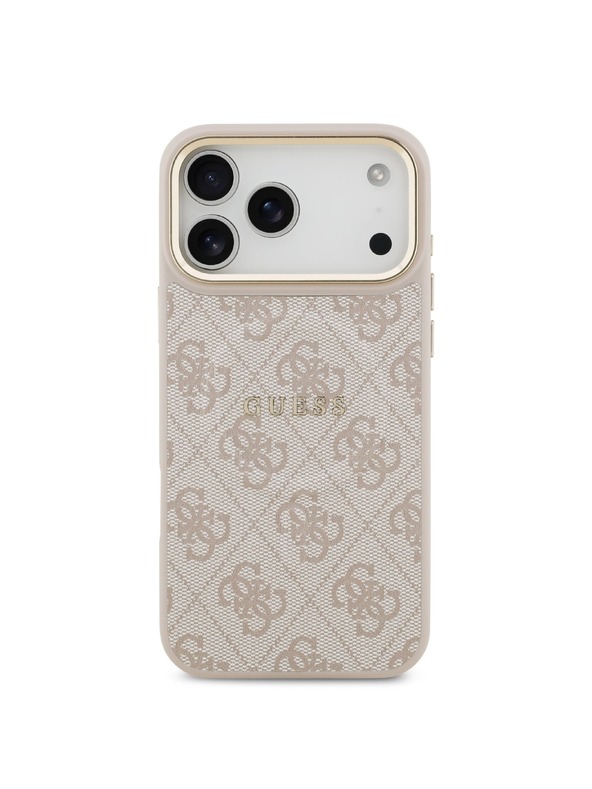 Guess Guess PU Leather 4G Gold Frame MagSafe Zadný Kryt pre iPhone 17 Pro Max Pink