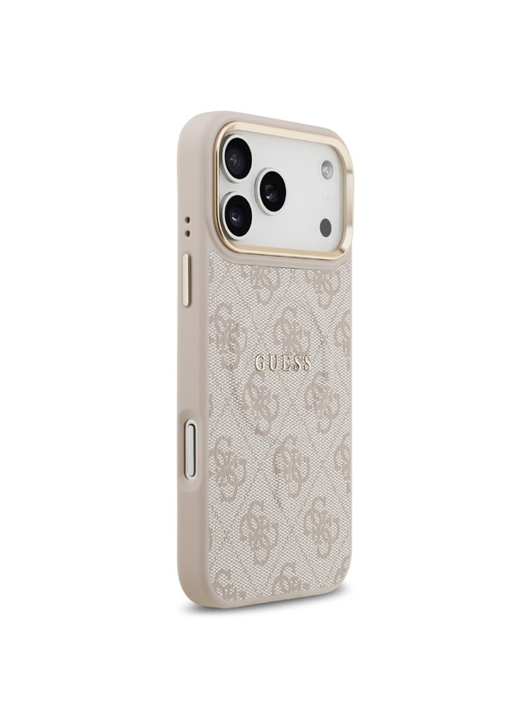 Guess Guess PU Leather 4G Gold Frame MagSafe Zadný Kryt pre iPhone 17 Pro Max Pink