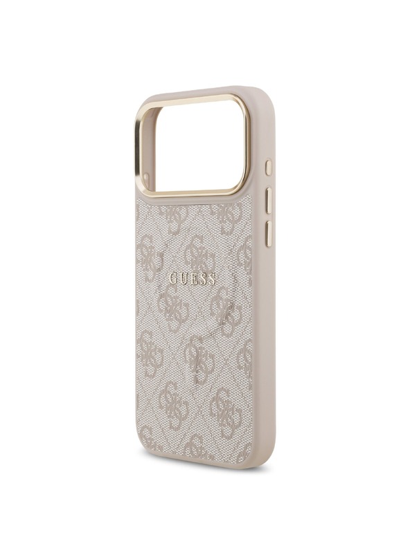 Guess Guess PU Leather 4G Gold Frame MagSafe Zadný Kryt pre iPhone 17 Pro Max Pink