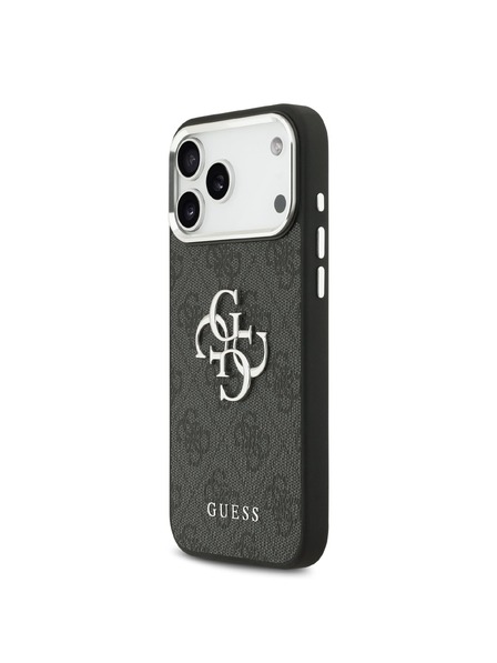 Guess Guess PU 4G Metal Logo Zadný Kryt pre iPhone 17 Pro Max Silver Black
