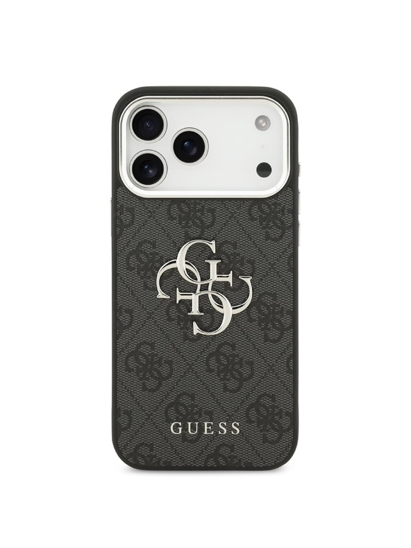 Guess Guess PU 4G Metal Logo Zadný Kryt pre iPhone 17 Pro Max Silver Black
