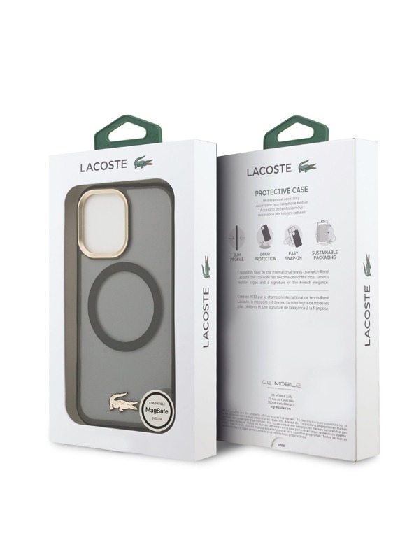 Lacoste Lacoste PC/TPU Frosted Finish Gold Logo MagSafe Zadný Kryt pre iPhone 17 Black