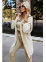 numoco basic Pohodlný oversized kardigan s kapucňou a štýlovou nášivkou - béžový