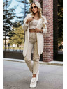numoco basic Pohodlný oversized kardigan s kapucňou a štýlovou nášivkou - béžový