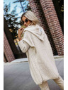 numoco basic Pohodlný oversized kardigan s kapucňou a štýlovou nášivkou - béžový