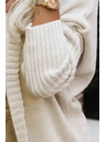 numoco basic Pohodlný oversized kardigan s kapucňou a štýlovou nášivkou - béžový