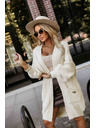 numoco basic Módny oversized kardigan s ozdobnou brošňou a praktickými vreckami - béžový