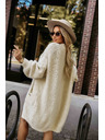 numoco basic Módny oversized kardigan s ozdobnou brošňou a praktickými vreckami - béžový