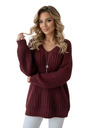 numoco basic Teplý oversized sveter s hustou tkaninou a výstrihom do V - vínový