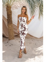 numoco basic SAVANNAH prisadnuté šaty bez ramienok - hnedobiely boho vzor