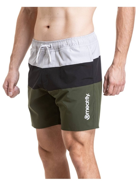 Meatfly Meatfly pánske plavky Keith Boardshorts 17" Olive / Black / Quiet Gray