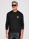Ombre Clothing Pánska mikina s aplikáciou kríža a strieborným kameňom a okrúhlym výstrihom - čierna V1 OM-SSNZ-0271 Ombre Clothing