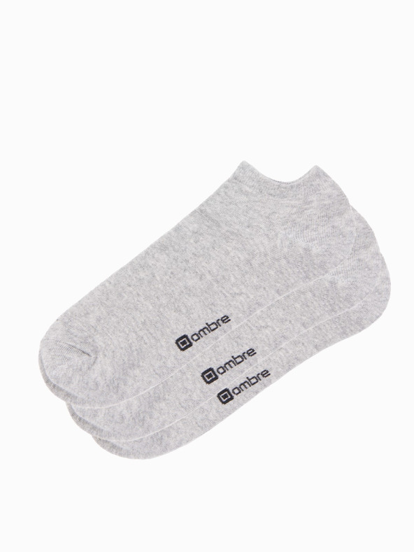 Ombre Clothing Pánske ponožky 3-pack - šedá melanž V3 OM-SOSS-0102 Ombre Clothing