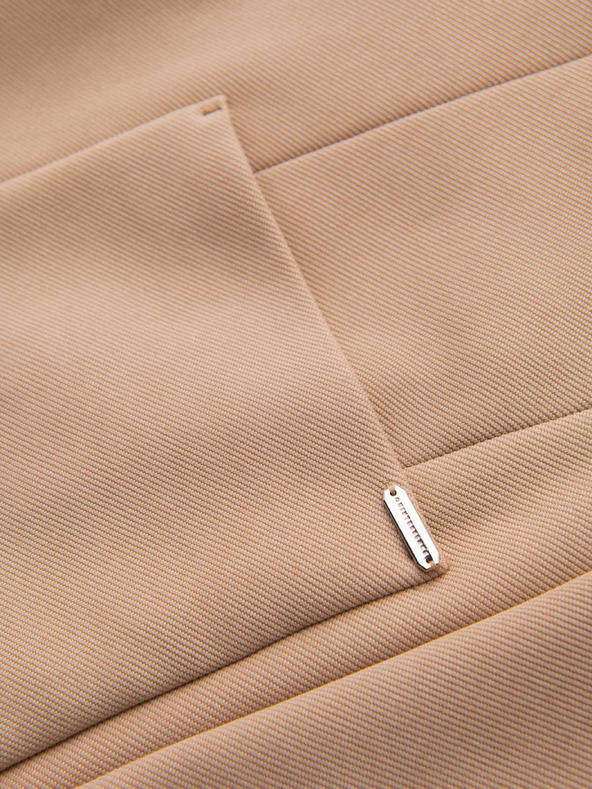 Ombre Clothing Pánska štruktúrovaná bunda s vysokým límcom a kapucňou - svetlě hnedá V1 M167 Ombre Clothing