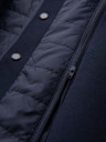 Ombre Clothing Pánska štruktúrovaná bunda s kapucňou a vysokým límcom - tmavě modrá V3 M167 Ombre Clothing